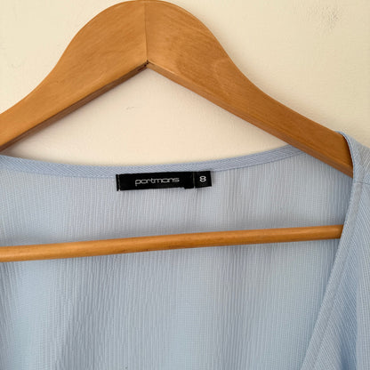 Portmans Light Blue Wrap Tie Top Size 8