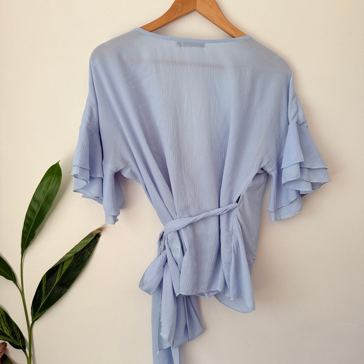 Portmans Light Blue Wrap Tie Top Size 8