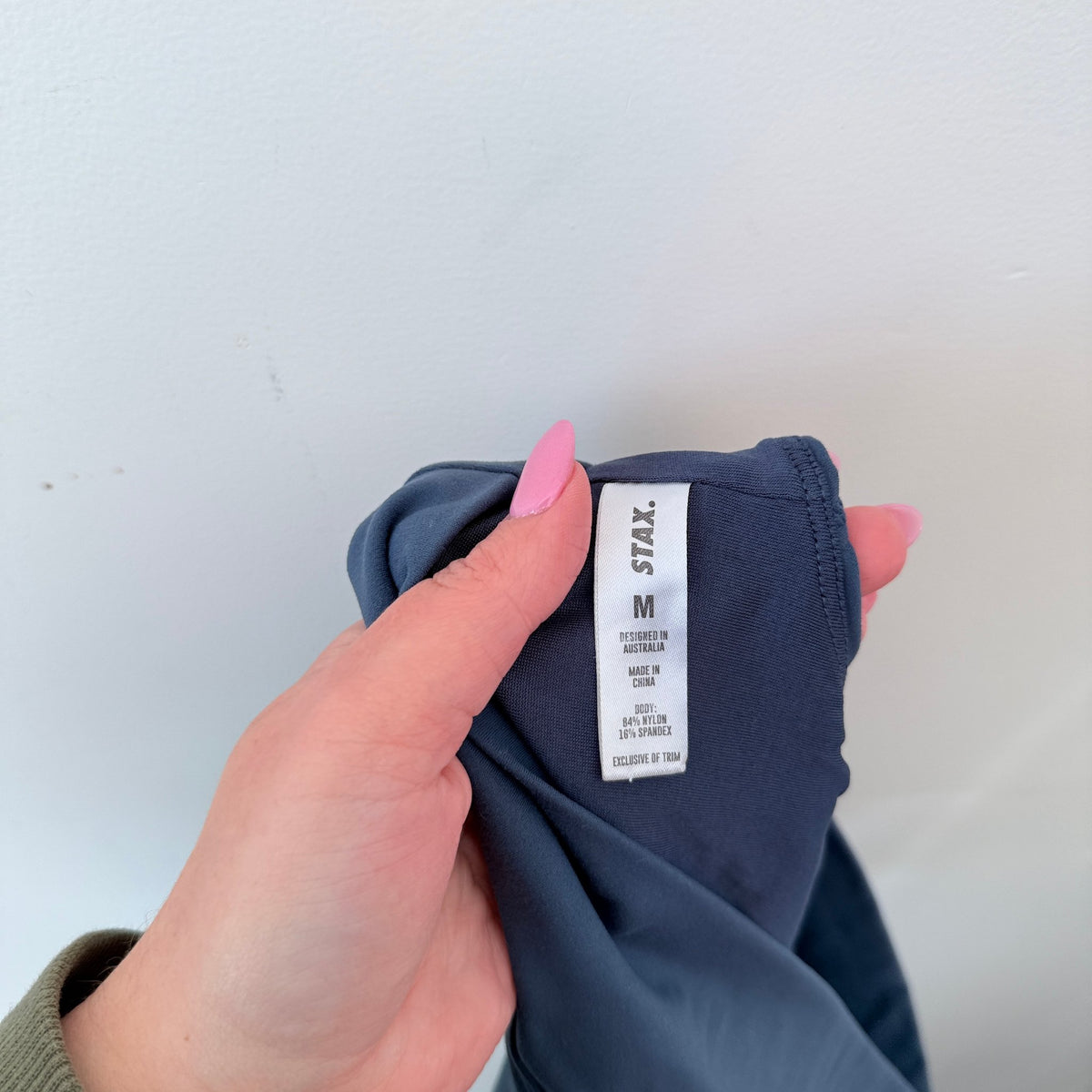 STAX Navy High Neck Crop Sports Top Size M