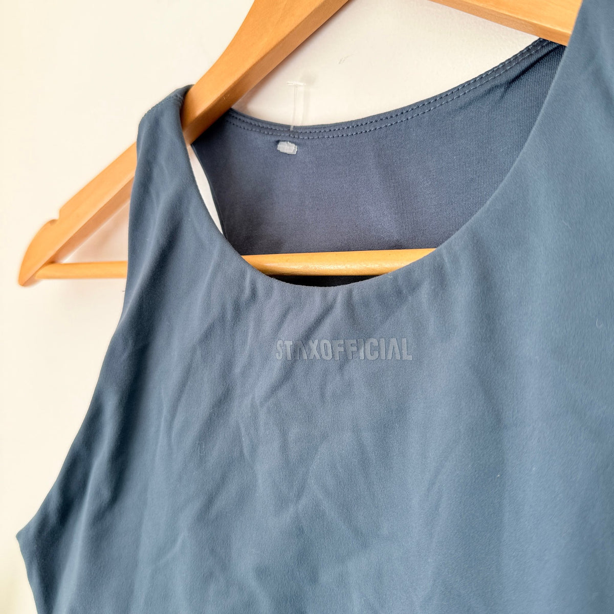 STAX Navy High Neck Crop Sports Top Size M