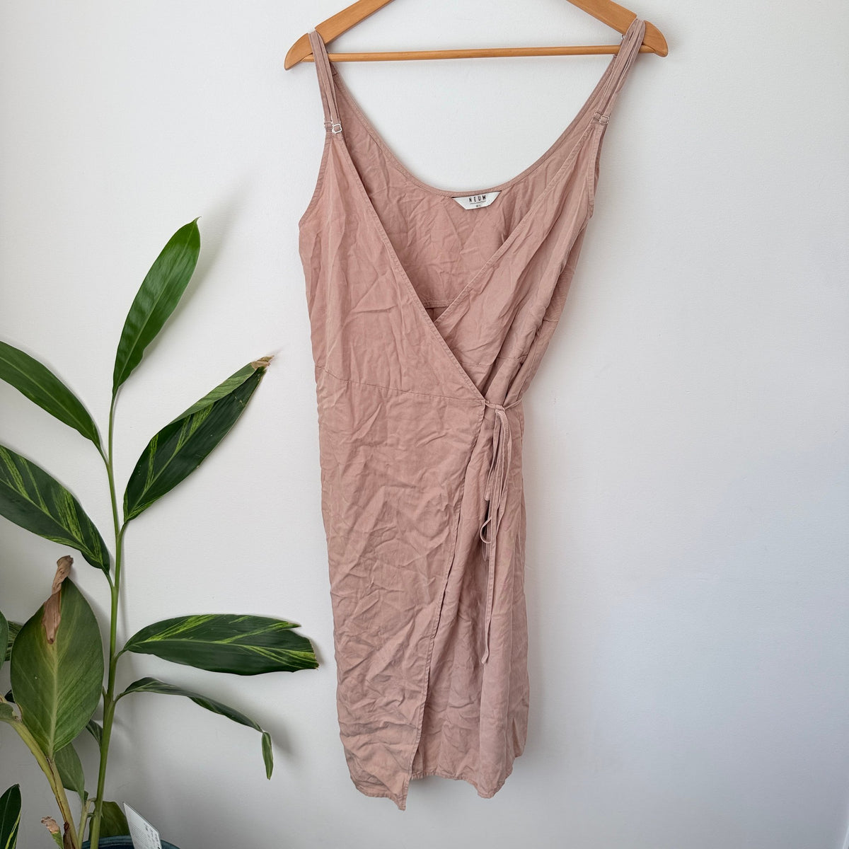 Neuw Dusty Pink Tencel Wrap Slip Dress Size 12