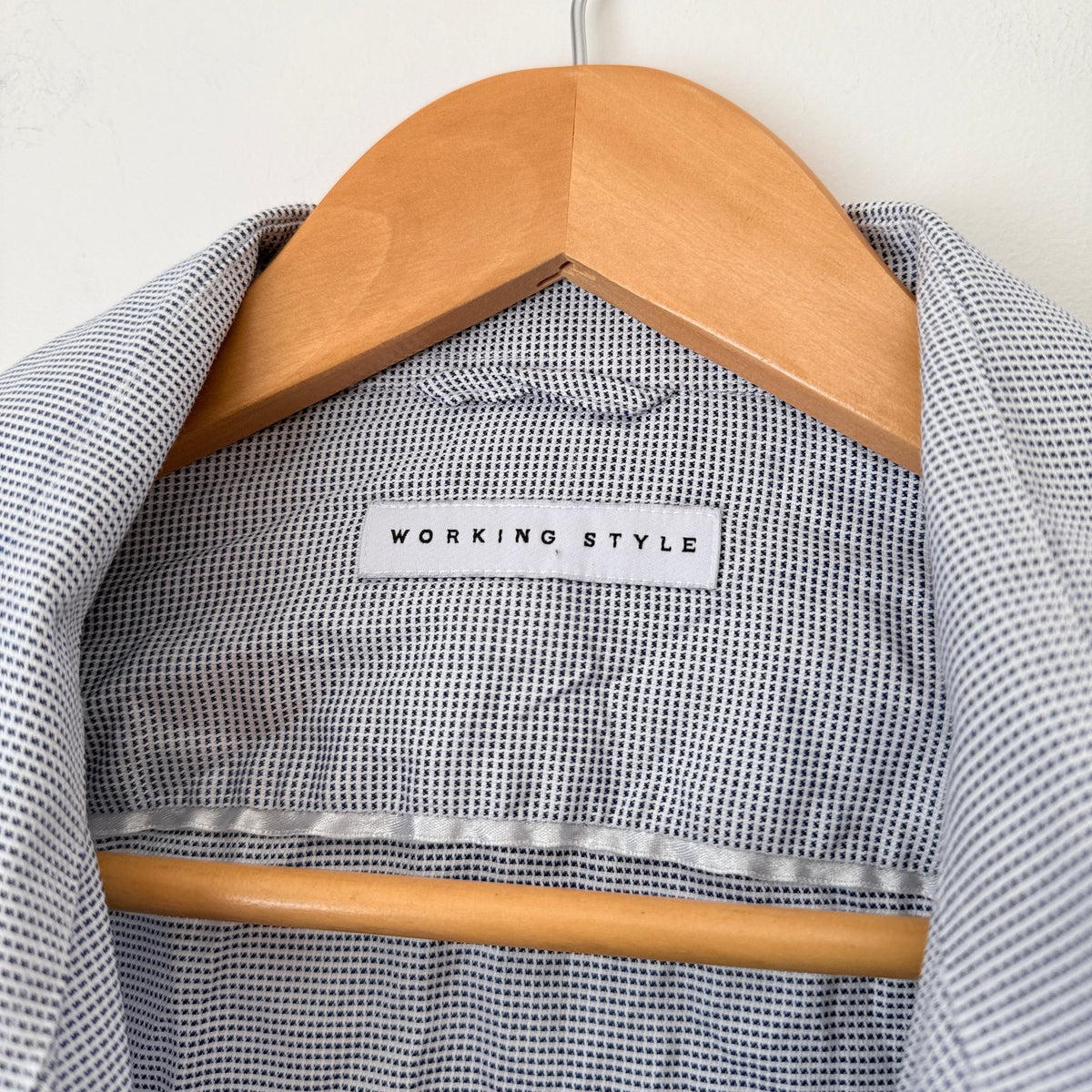 Working Style Blue Micro Check Shirt Size 46
