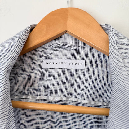 Working Style Blue Micro Check Shirt Size 46