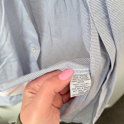 Working Style Blue Micro Check Shirt Size 46