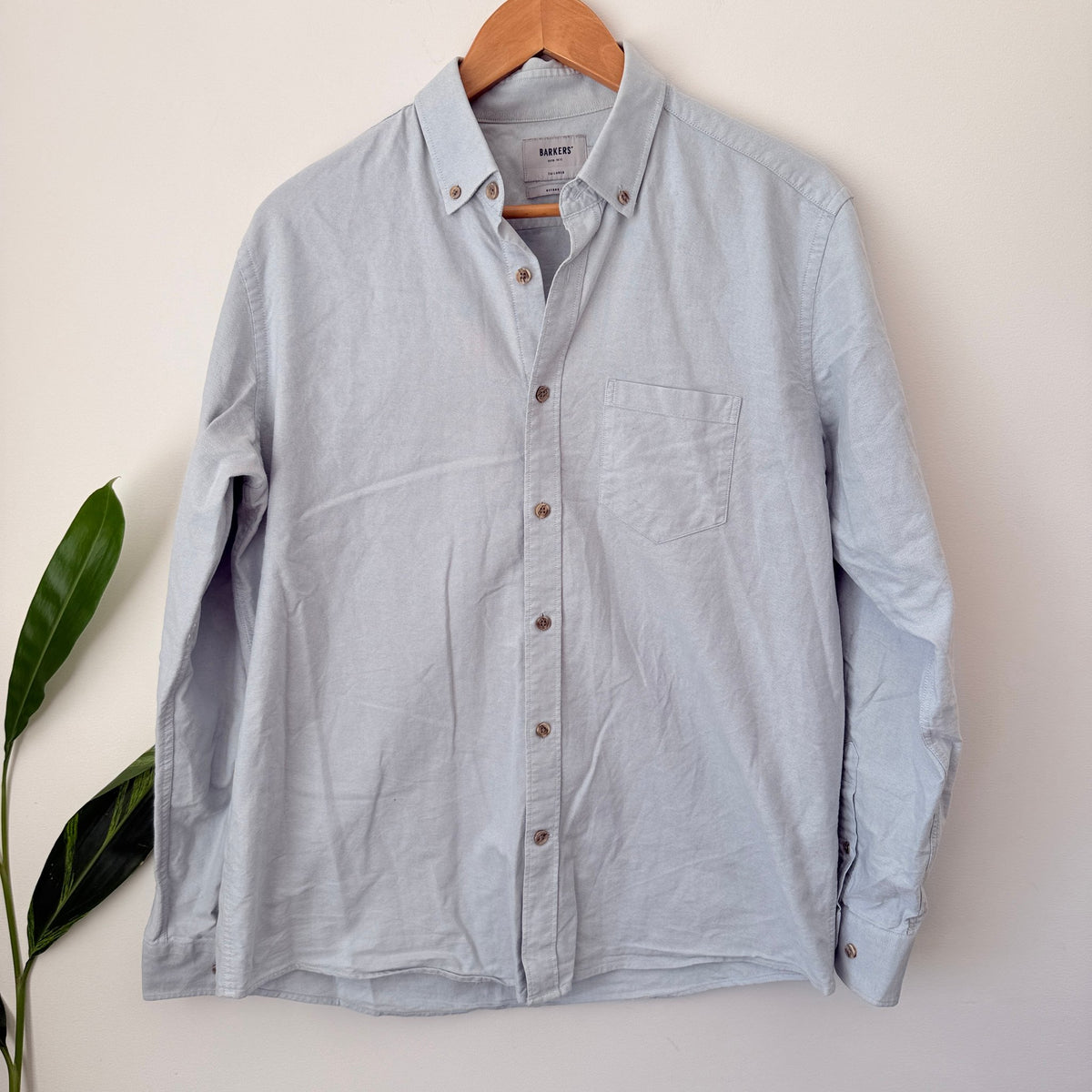 Barkers Light Blue Tailored Oxford Shirt Size L