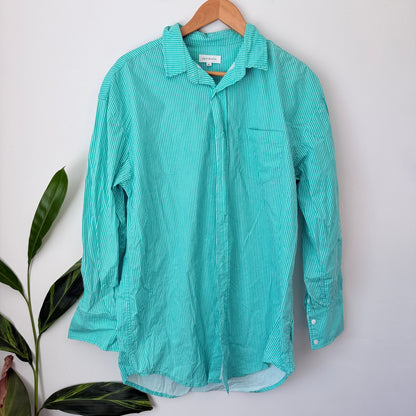 Superette Mint & White Stripe Linen Oversize Shirt Size M/L
