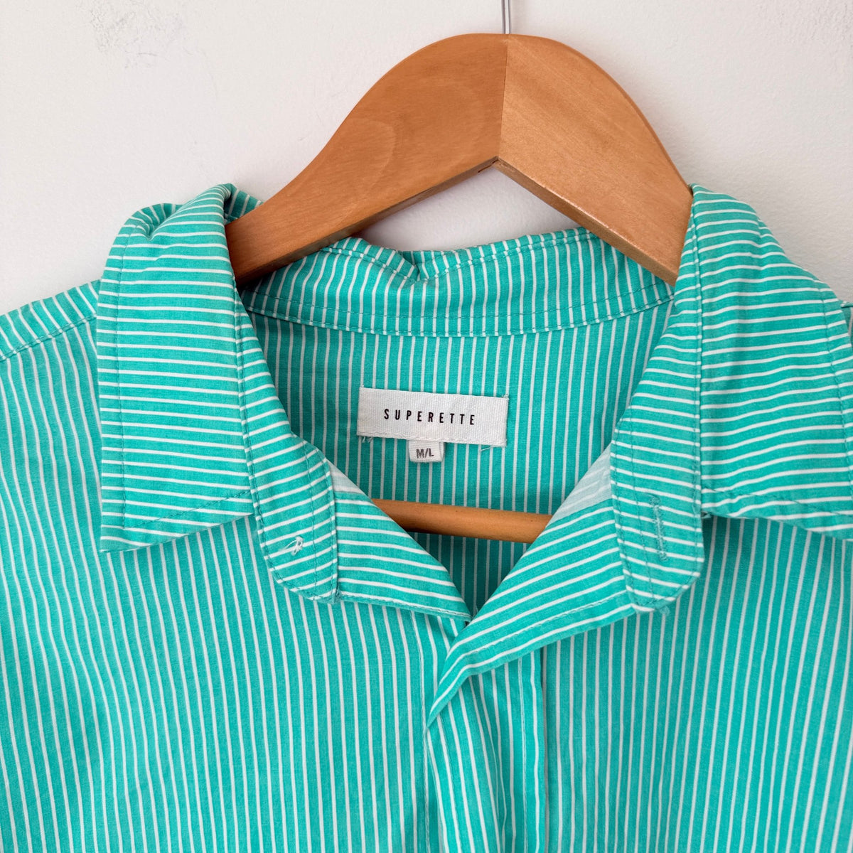 Superette Mint & White Stripe Linen Oversize Shirt Size M/L