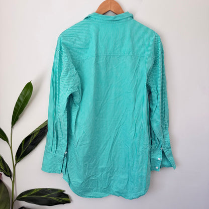 Superette Mint & White Stripe Linen Oversize Shirt Size M/L