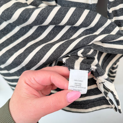 J.Crew Charcoal & Cream Stripe Long Sleeve Top Size M