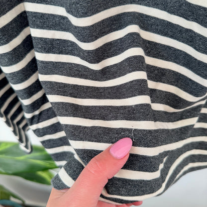 J.Crew Charcoal & Cream Stripe Long Sleeve Top Size M