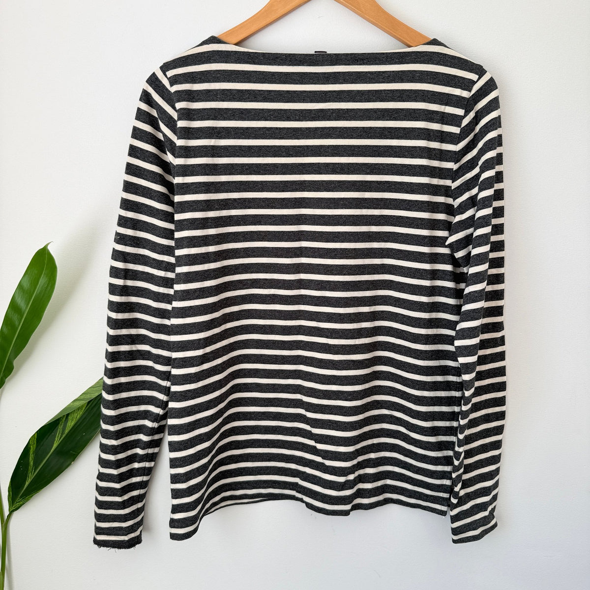 J.Crew Charcoal & Cream Stripe Long Sleeve Top Size M