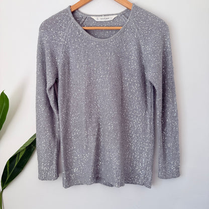 Seed Femme Silver Grey Sequin Knit Jumper Size S