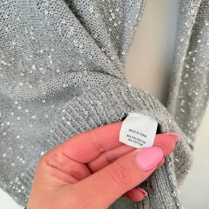 Seed Femme Silver Grey Sequin Knit Jumper Size S