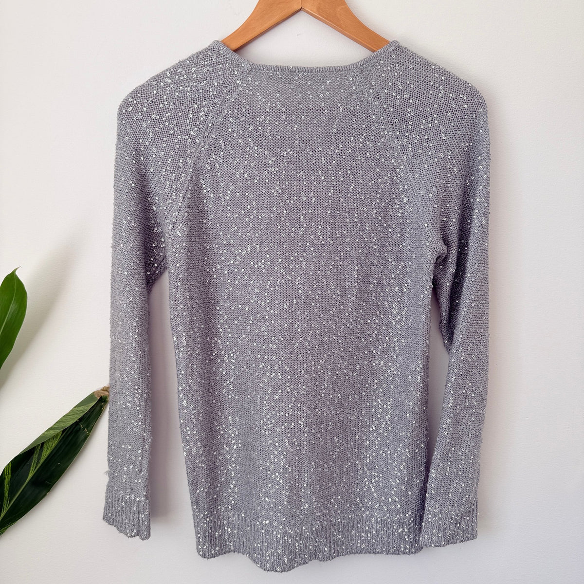 Seed Femme Silver Grey Sequin Knit Jumper Size S