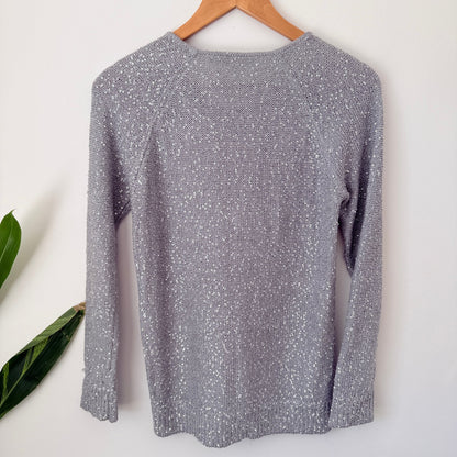Seed Femme Silver Grey Sequin Knit Jumper Size S