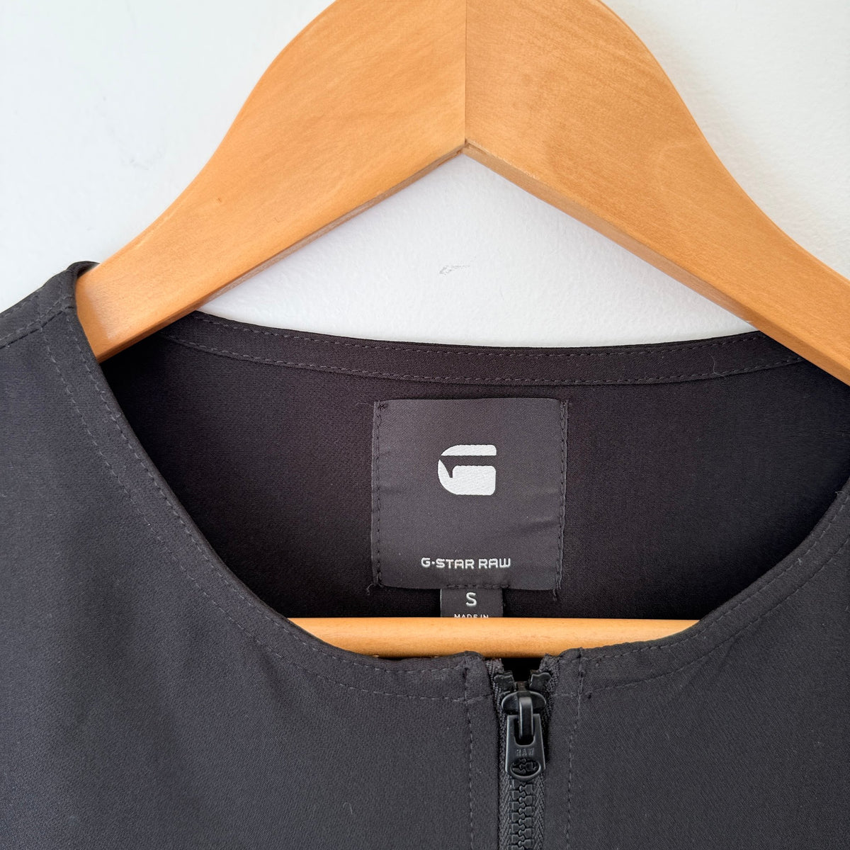 G-Star RAW Black Half Zip Top with Stripe Sleeves Size S