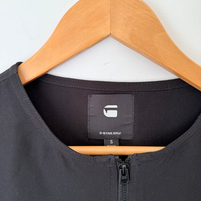 G-Star RAW Black Half Zip Top with Stripe Sleeves Size S