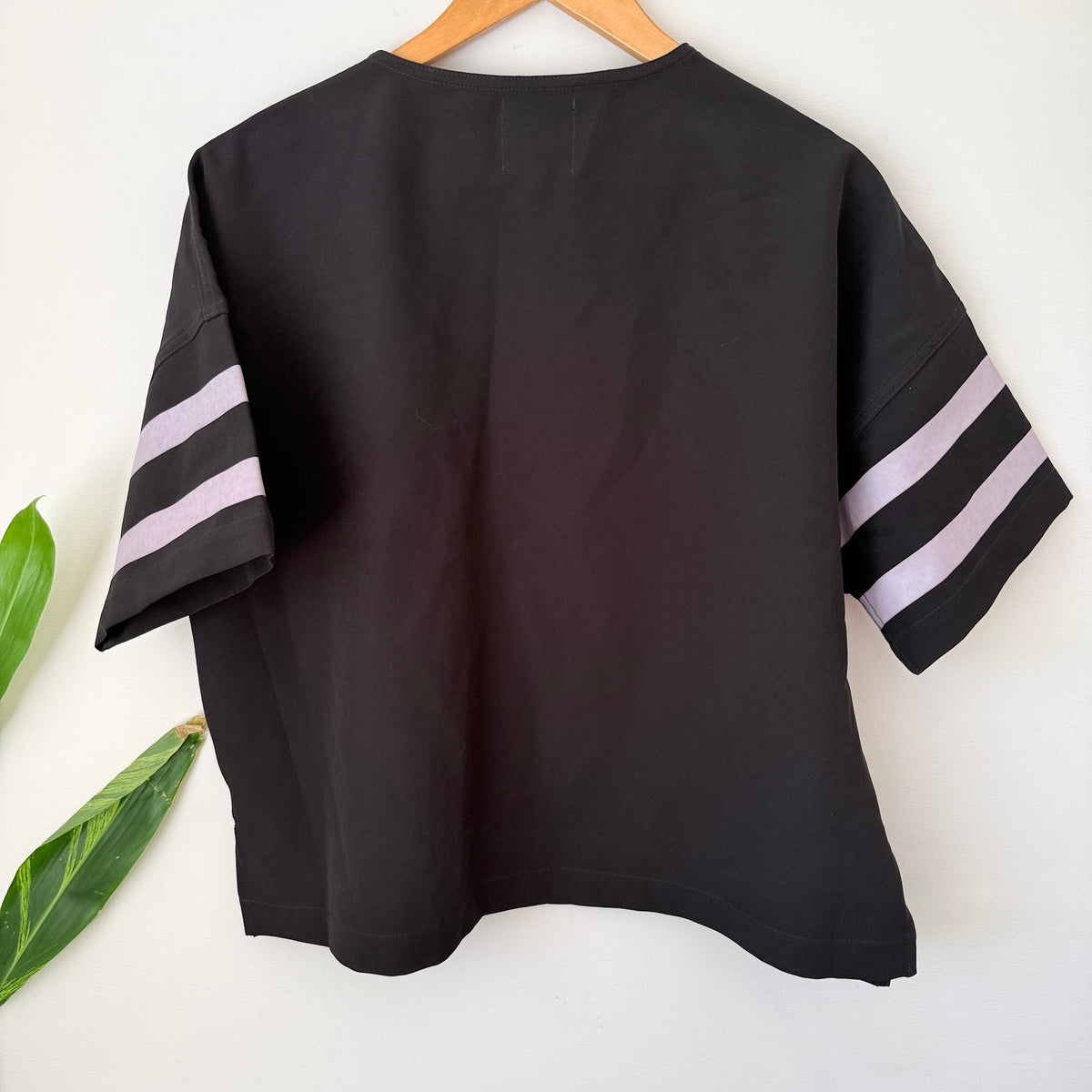 G-Star RAW Black Half Zip Top with Stripe Sleeves Size S