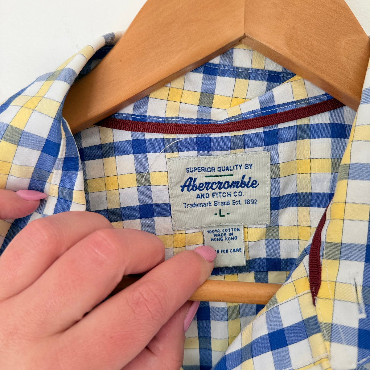 Abercrombie & Fitch Blue & Yellow Check Shirt Size L