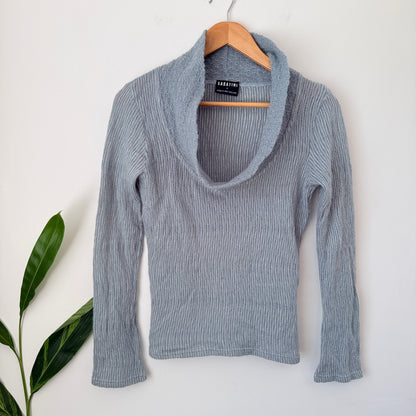 Sabatini Pale Blue Cowl Neck Mohair Blend Knit Size S