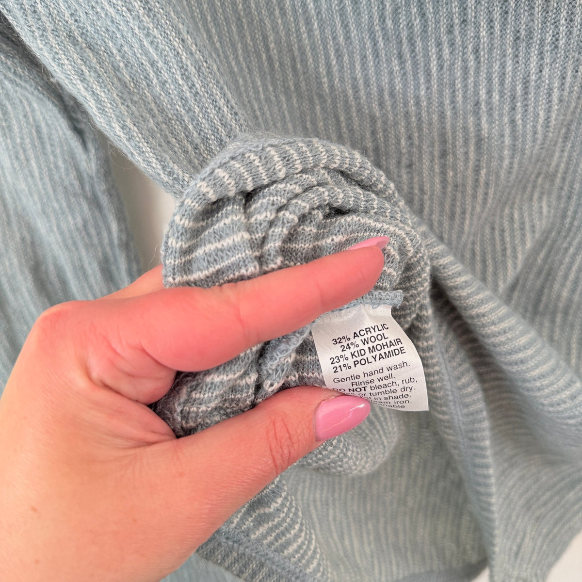 Sabatini Pale Blue Cowl Neck Mohair Blend Knit Size S