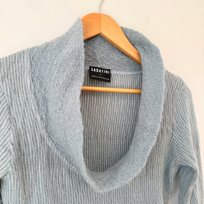 Sabatini Pale Blue Cowl Neck Mohair Blend Knit Size S