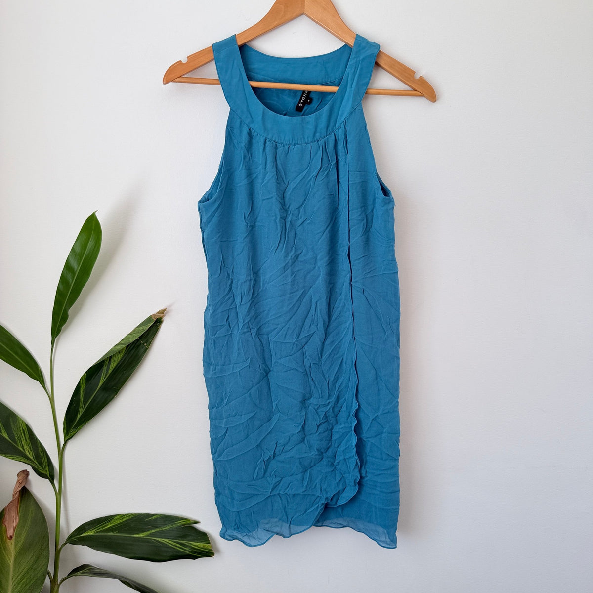 Storm Teal Silk Sleeveless Shift Dress Size 6