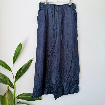 Elk Indigo Chambray Wide Leg Drawstring Pants Size 6