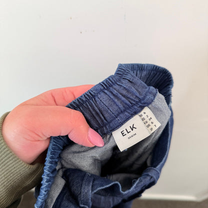 Elk Indigo Chambray Wide Leg Drawstring Pants Size 6
