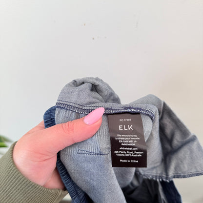 Elk Indigo Chambray Wide Leg Drawstring Pants Size 6