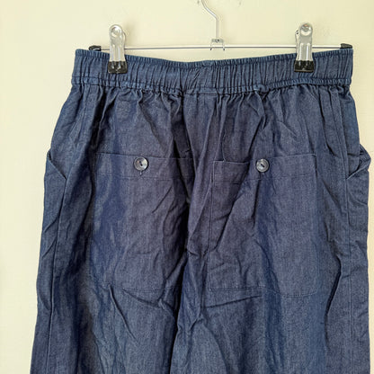 Elk Indigo Chambray Wide Leg Drawstring Pants Size 6