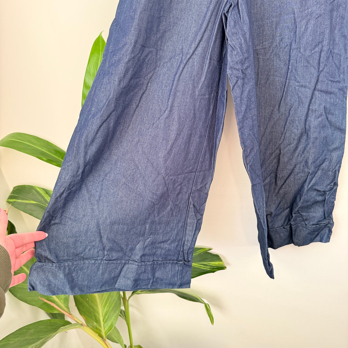 Elk Indigo Chambray Wide Leg Drawstring Pants Size 6