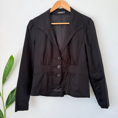 Storm Black Ruched Front Fitted Blazer Size 10