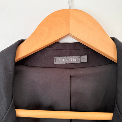 Storm Black Ruched Front Fitted Blazer Size 10