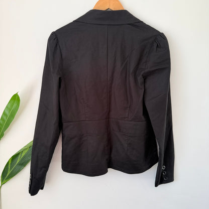 Storm Black Ruched Front Fitted Blazer Size 10