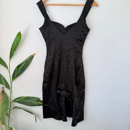 Karen Millen Black Satin Bow Back Pencil Dress Size UK 12