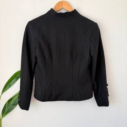 Calico Black Beaded Cropped Jacket Size 10