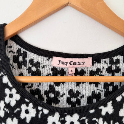 Juicy Couture Black & White Floral Knit Jumper Size S