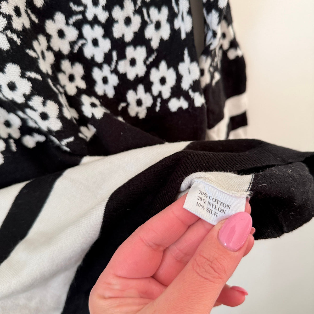 Juicy Couture Black & White Floral Knit Jumper Size S
