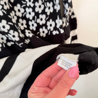 Juicy Couture Black & White Floral Knit Jumper Size S