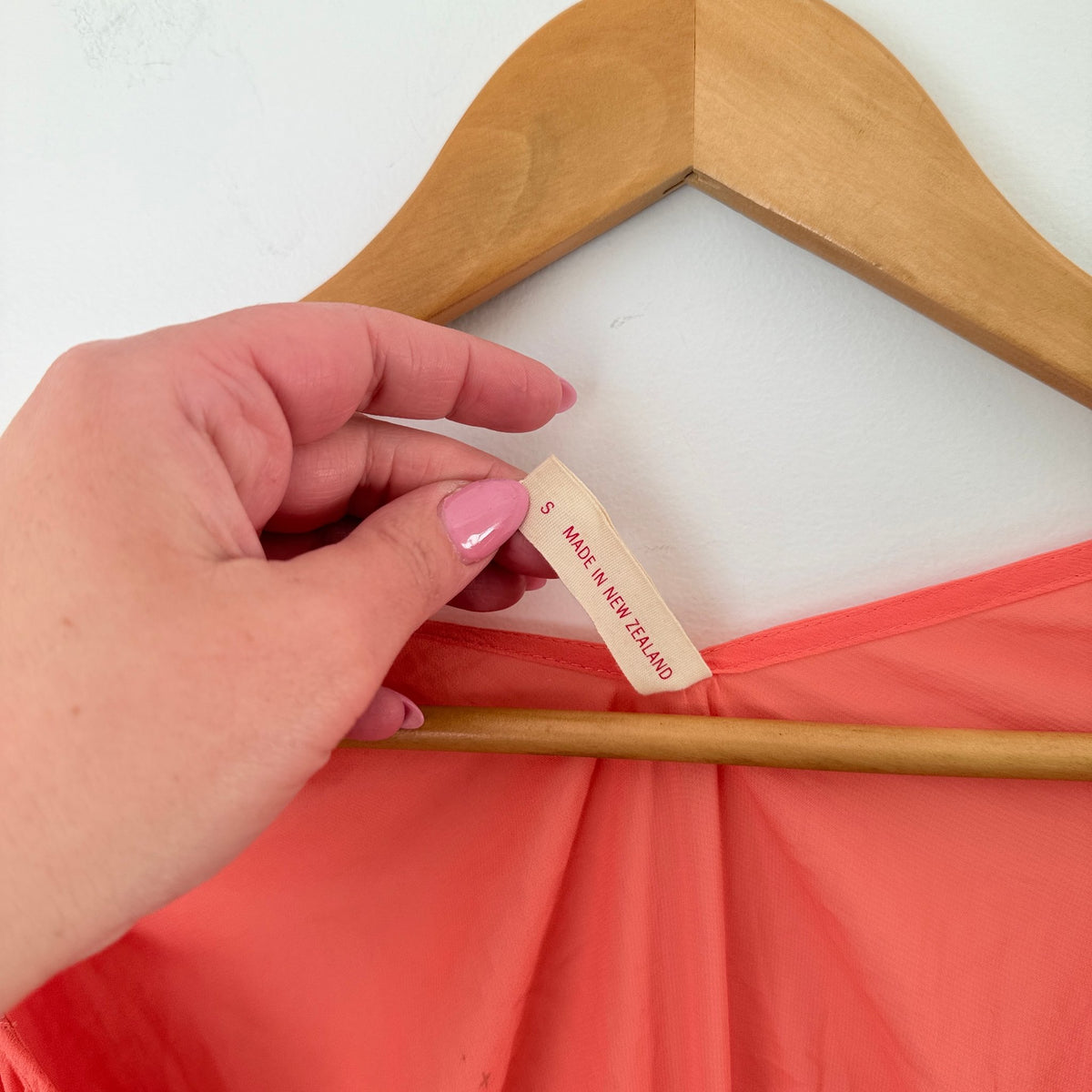 Sylvester Coral Chiffon Wrap Front Mini Dress Size S
