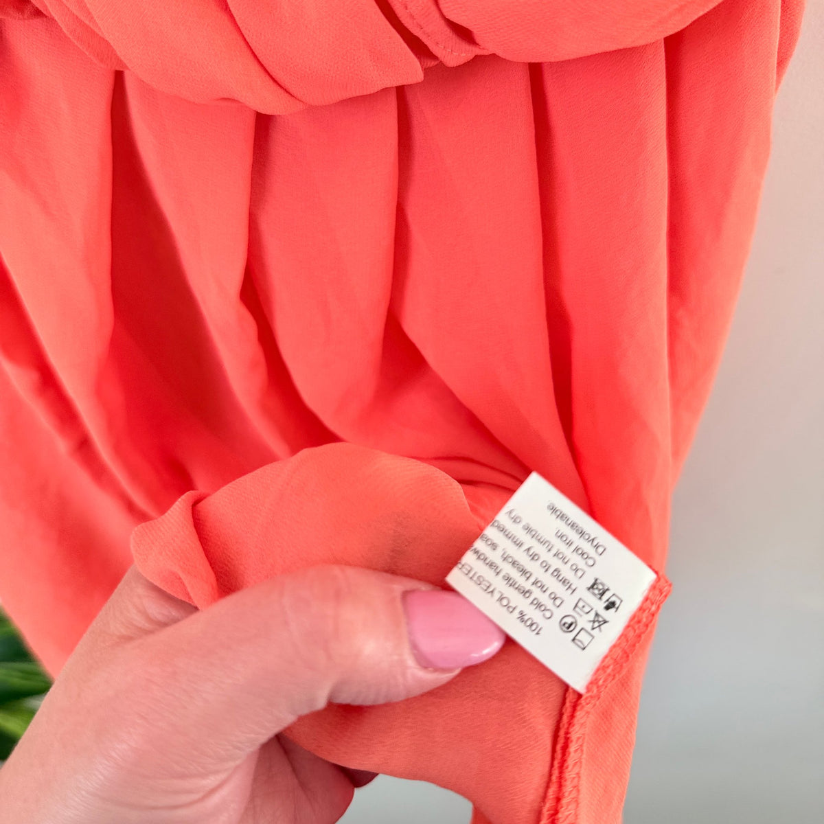 Sylvester Coral Chiffon Wrap Front Mini Dress Size S