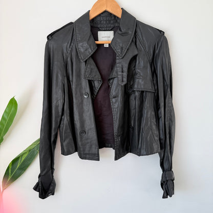 Country Road Black Coated Cropped Jacket Size S