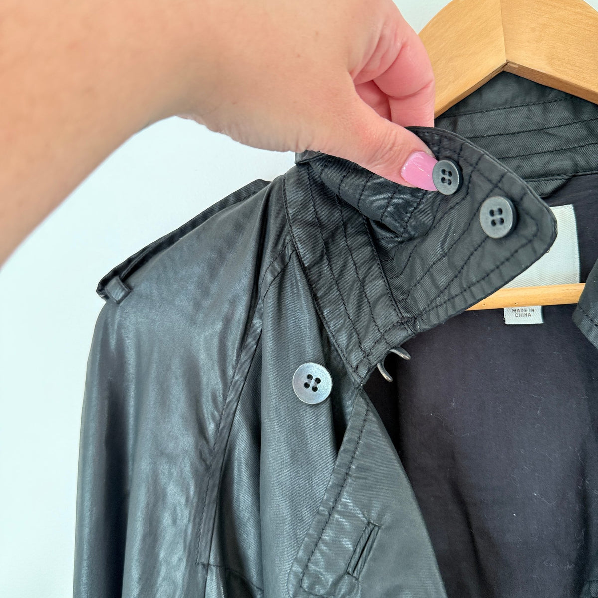 Country Road Black Coated Cropped Jacket Size S