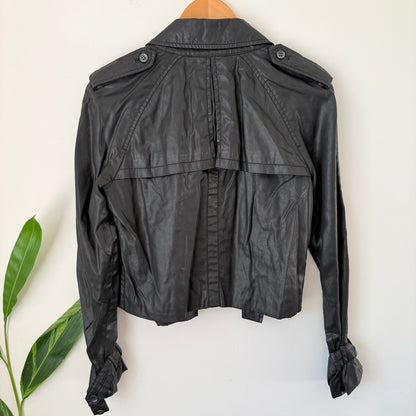 Country Road Black Coated Cropped Jacket Size S