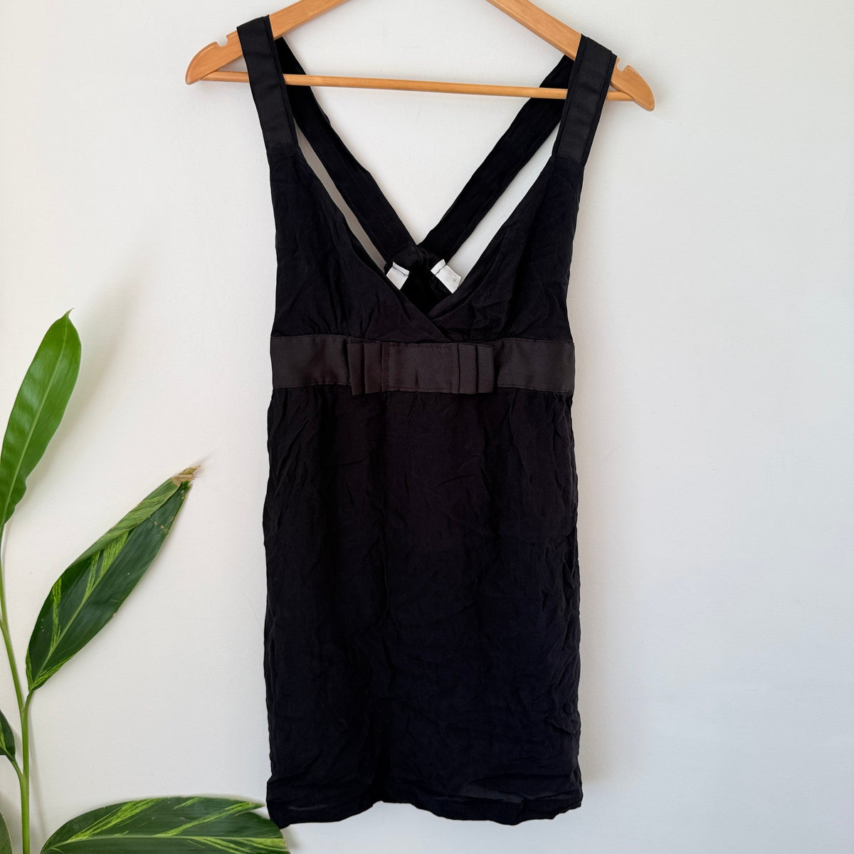 Madame Hawke Size M Black Cross Back Silk Mini Dress