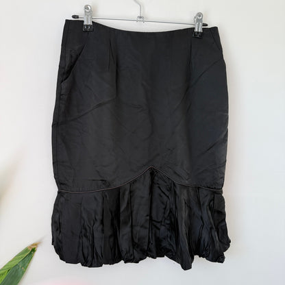 Mala Brajkovic Black Ruffle Hem Pencil Skirt Size 10