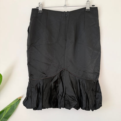 Mala Brajkovic Black Ruffle Hem Pencil Skirt Size 10
