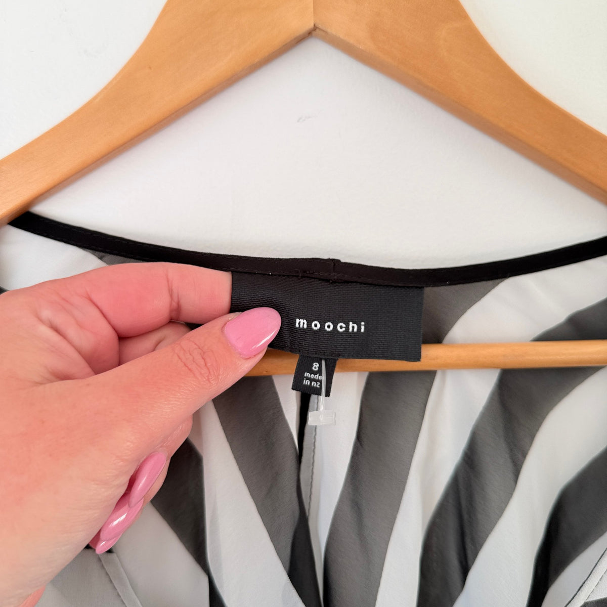 Moochi Black & White Stripe Sheer Sleeve Drape Back Dress Size 8