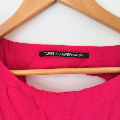 Turet Knuefermann Hot Pink Open Back 3/4 Sleeve Top
